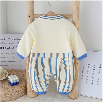 Baby Boy Cute Casual Striped Fake Back Romper