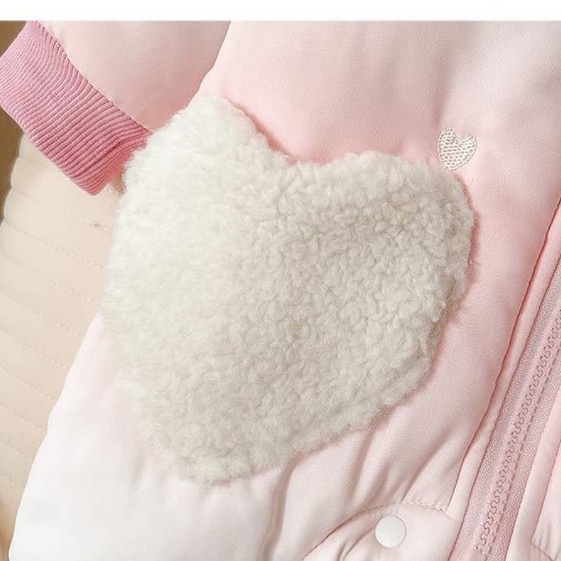 Baby Girl Thickened Gradient Love Hood Romper