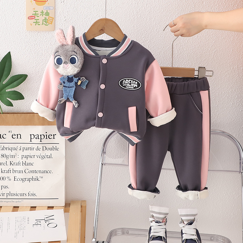 2pcs Baby Girl Cute Cartoon Baseball Suit Set