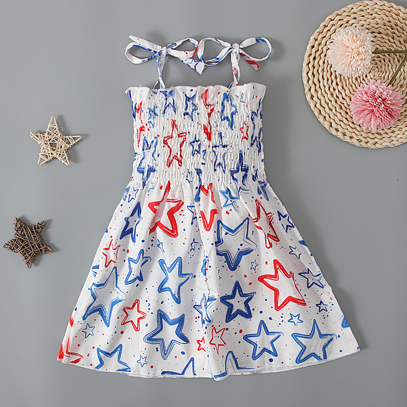 Baby Girl Independence Day Strappy Print Dress