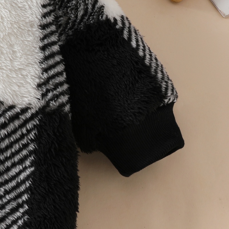 Baby Boy Plaid Thickened Hooded Romper