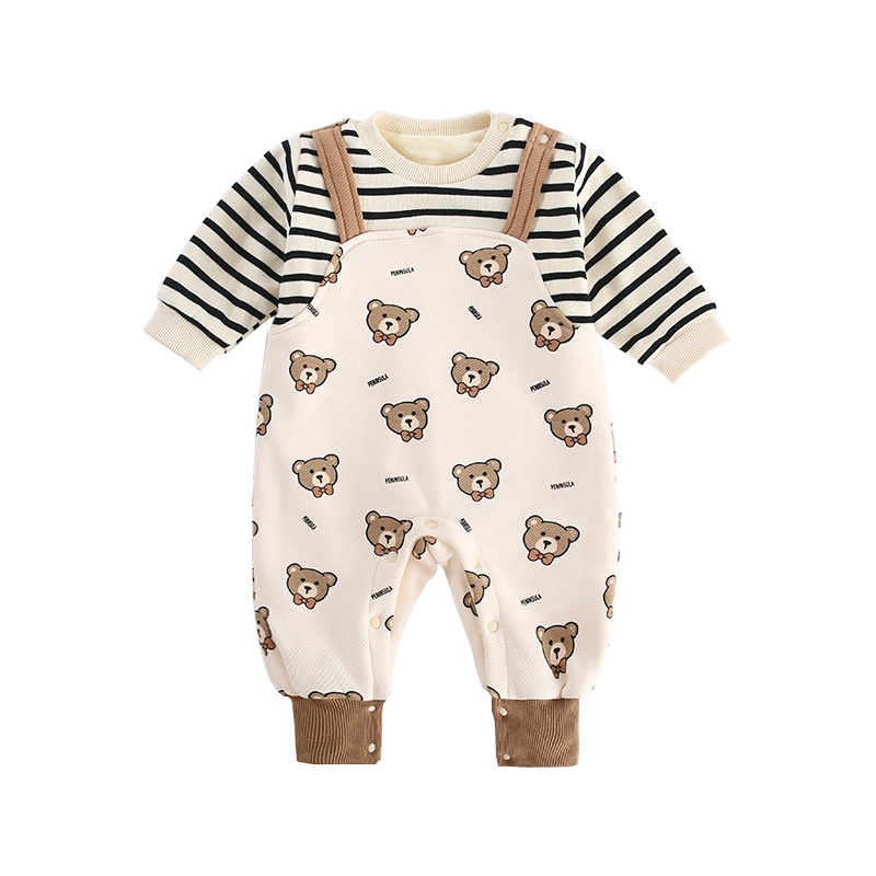 Baby Boy Fake Two Bear Padded Romper