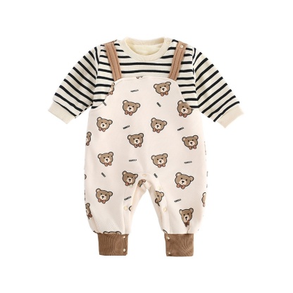Baby Boy Fake Two Bear Padded Romper