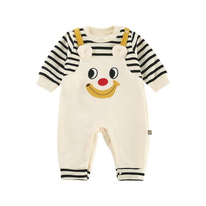 Baby Boy Big Eyes Stripe Fake Two Romper