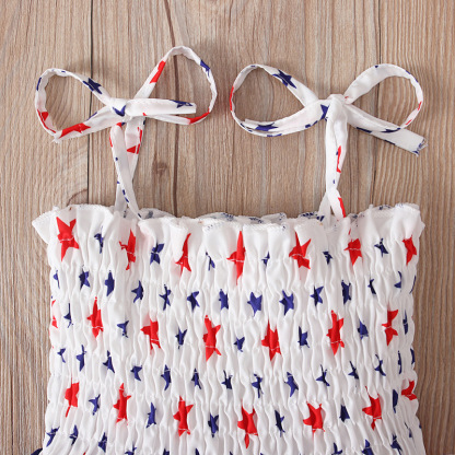 Baby Girl Independence Day Strappy Ensign Print Dress
