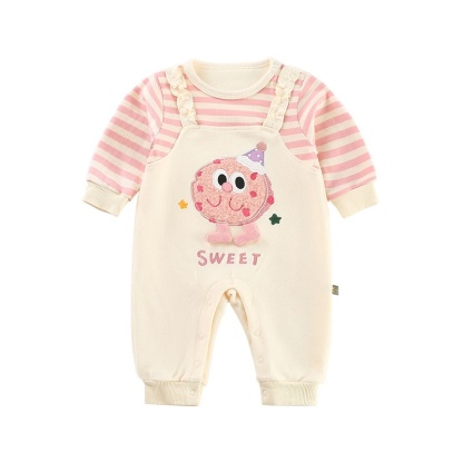 Baby Girl Eggplant Party Stripes Romper