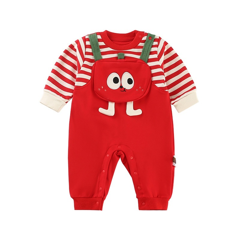 Baby Girl Striped Red Fruit Romper