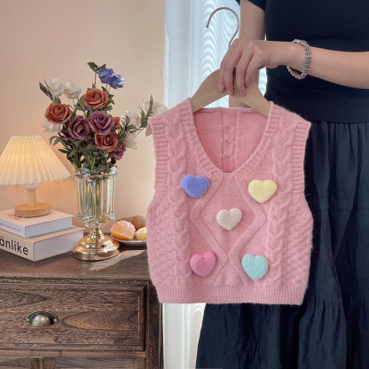 3pcs Baby Girl Cute Long Sleeve Heart Sweater Set