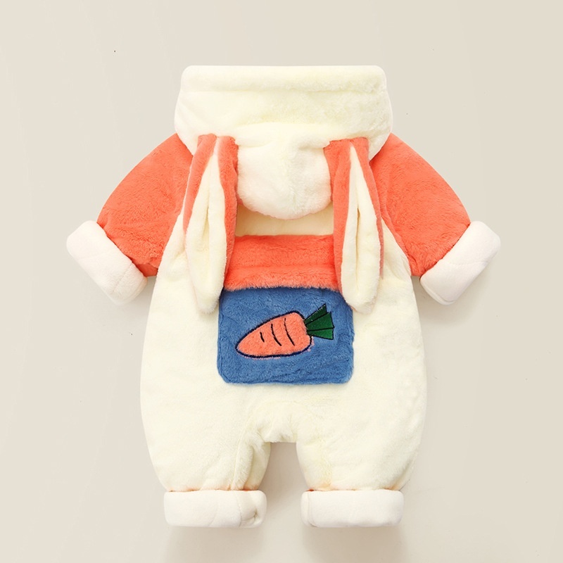 Baby Girl Thickened Carrot Rabbit Ears Romper