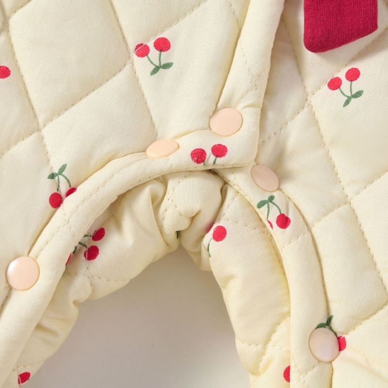 Baby Girl Cherry Clip Cotton Lapel Romper