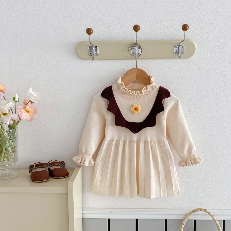 Baby Girl Knitted Flower Long Sleeve Dress