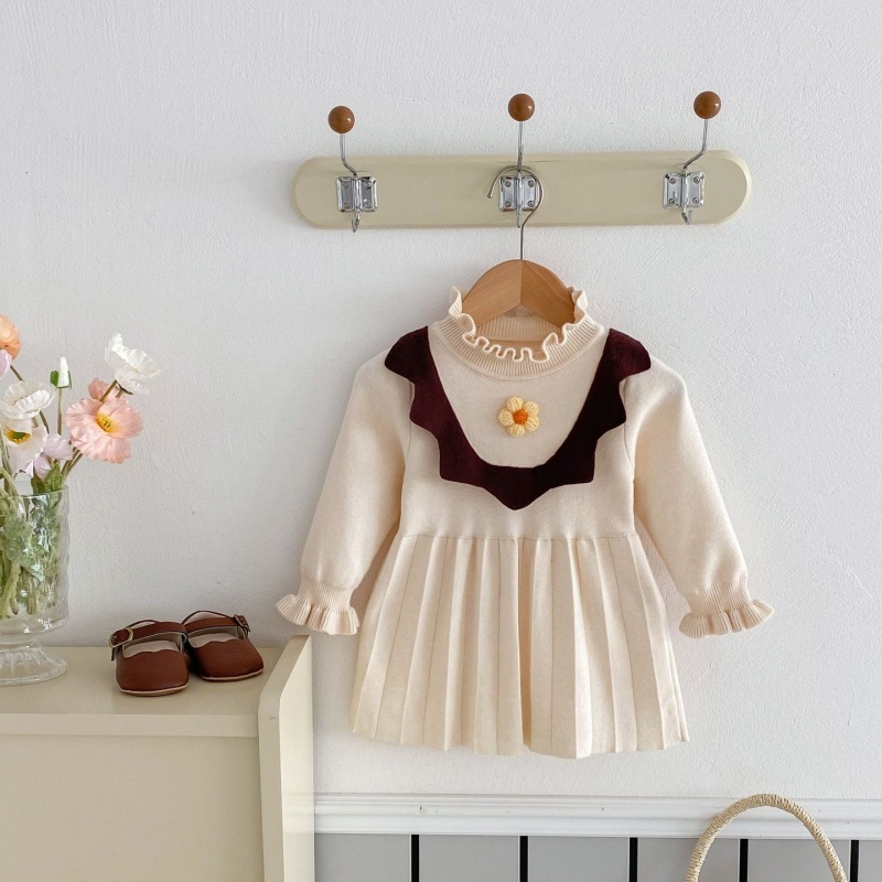 Baby Girl Knitted Flower Long Sleeve Dress