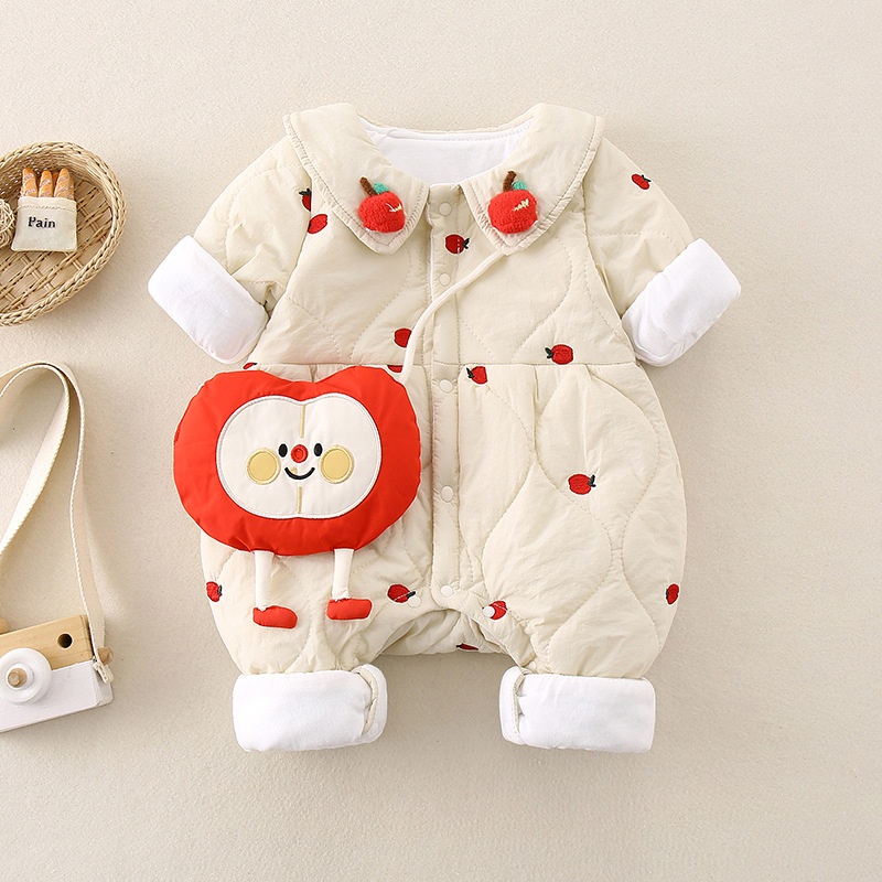 Baby Girl Clip Cotton Cute Strawberry Romper with Bag