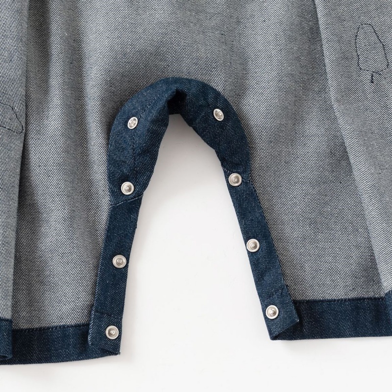 Baby Boy Casual Embroidery Denim Romper