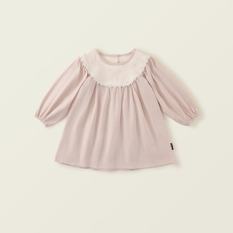 Baby Girl Bow Embroidery Long Sleeve Dress