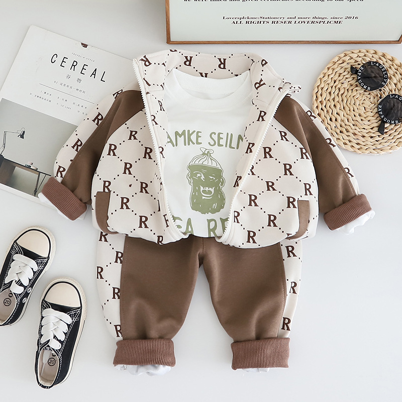 3pcs Baby Boy Long Sleeve Colour Blocking Casual Set