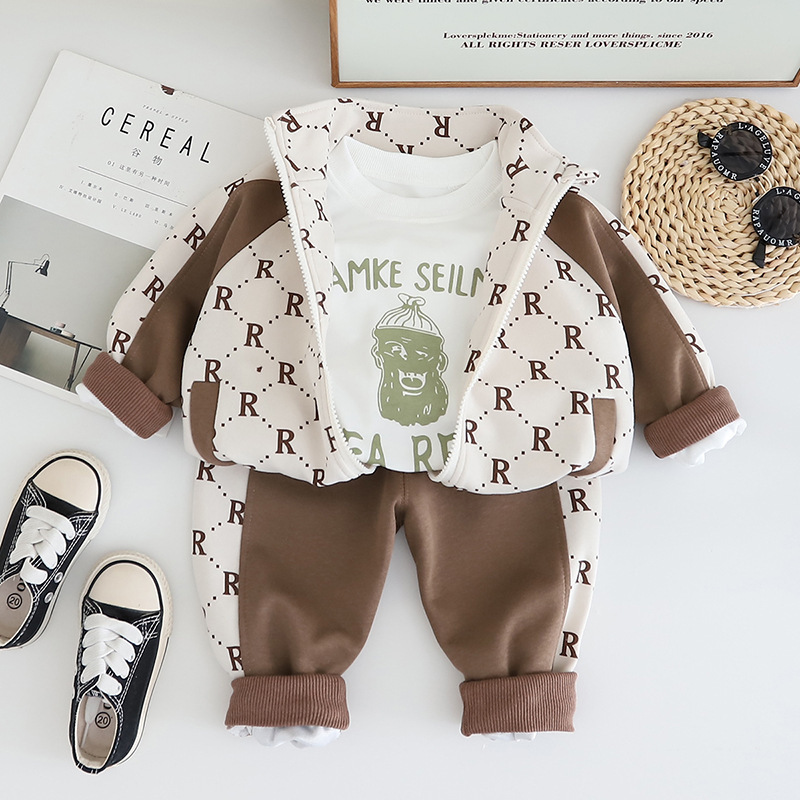 3pcs Baby Boy Long Sleeve Colour Blocking Casual Set