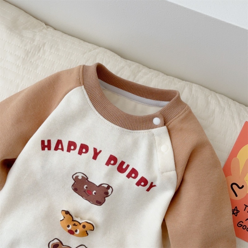 Baby Girl/Boy Cute Cartoon Happy Puppy Long Sleeve Romper