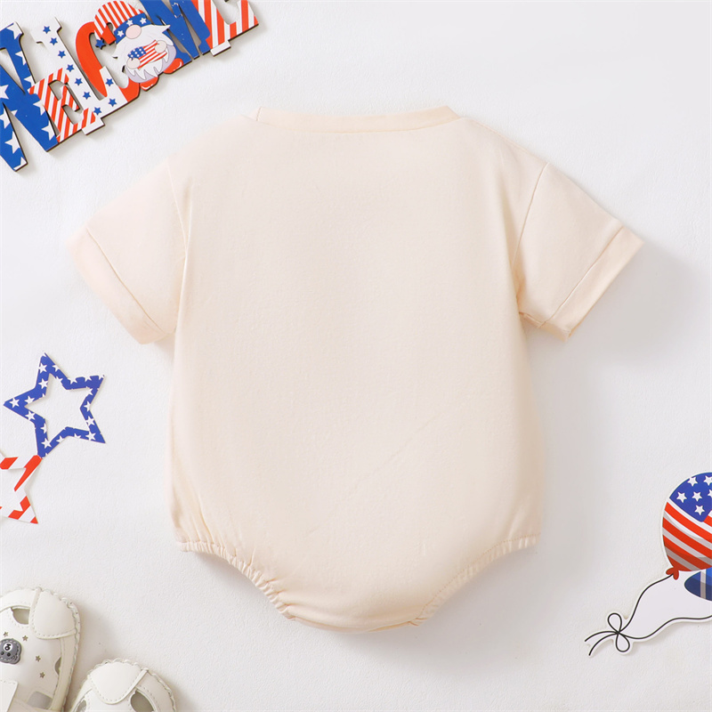 Baby Boys American Towel Embroidered Letters Short Sleeve Bodysuit