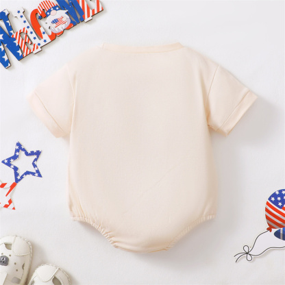Baby Boys American Towel Embroidered Letters Short Sleeve Bodysuit