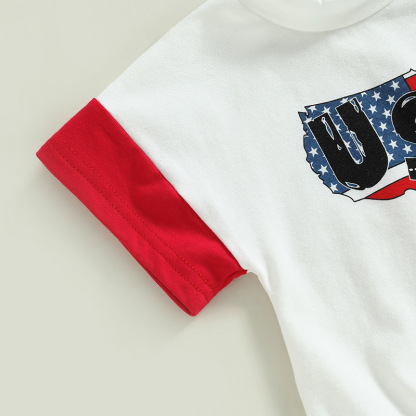 Baby Boy/Girl American USA Print Short Sleeve Bodysuit