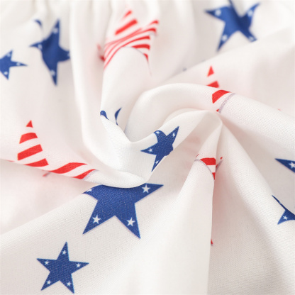 Baby Girl Independence Day Stars Sling-shirt+ Raglan Shorts + Hairband 3pcs Set