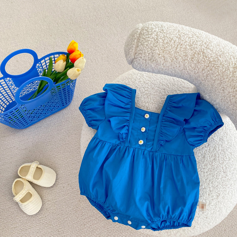 Baby Girl Lace Sleeve Flower Button Bodysuit