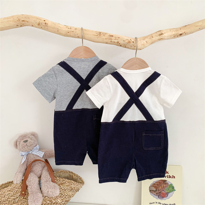 Baby Boy False Two-piece Short Sleeve Romper