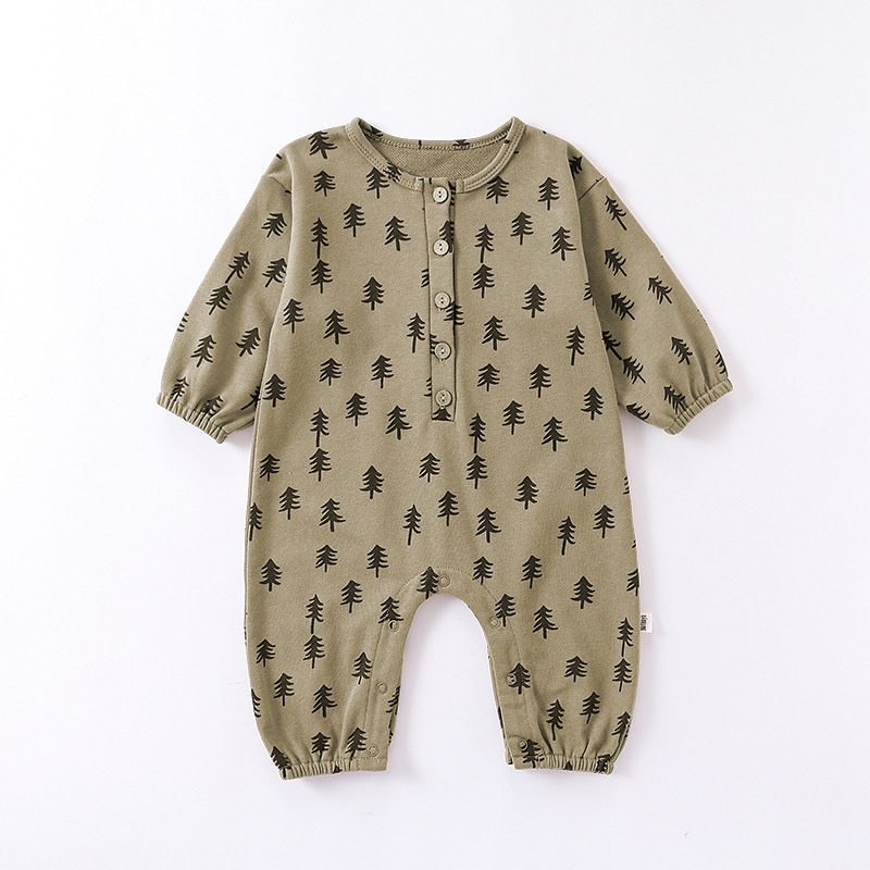 Baby Boy Cute Fluff Bear Graphic Pocket Long Sleeve Romper-kissminis