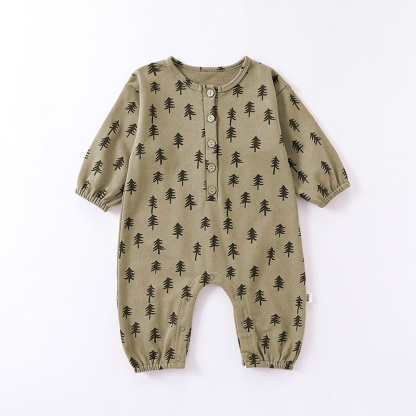 Baby Boy/Girl Cute Pine Tree Moon Long Sleeve Romper