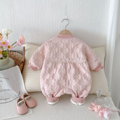 Baby Pink Bow Tie Padded Romper