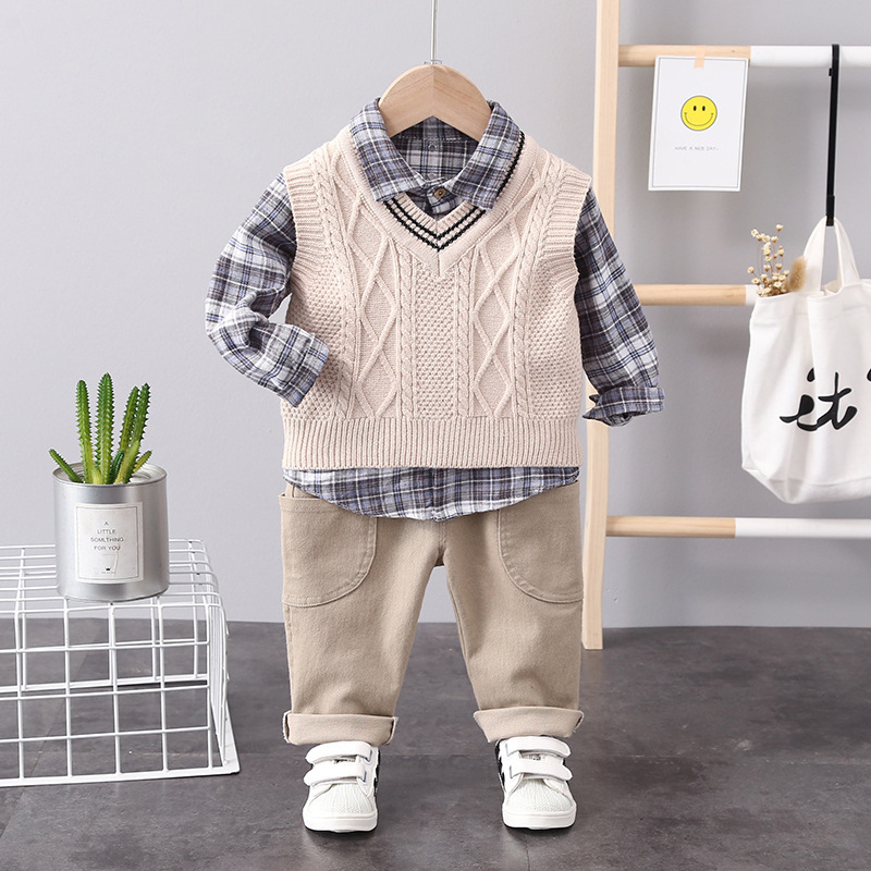 Baby Sweater Vest Three Piece Set