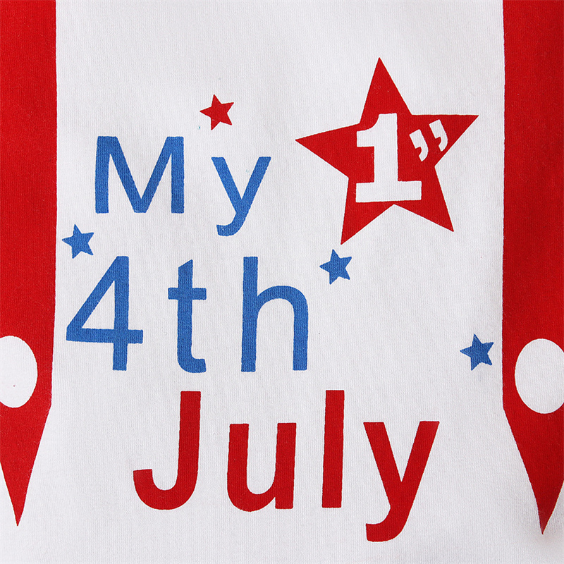 Baby Boys Independence Day Letters Bodysuit + pant + hat three-piece suit