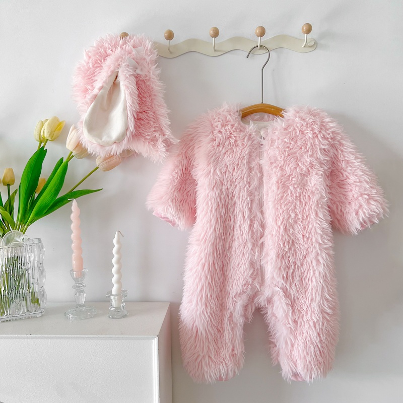 Baby Girl Cute LCute Bunny Fluffy With Hat Romper