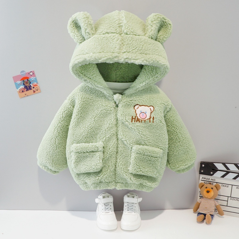 Baby Cute Bear Hooded Thickened Plush Top