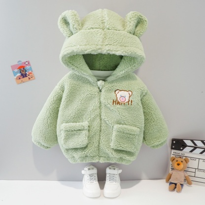 Baby Cute Bear Hooded Thickened Plush Top