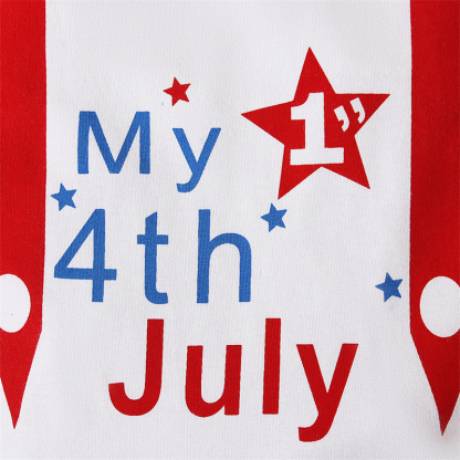Baby Boys Independence Day Letters Bodysuit + pant + hat three-piece suit