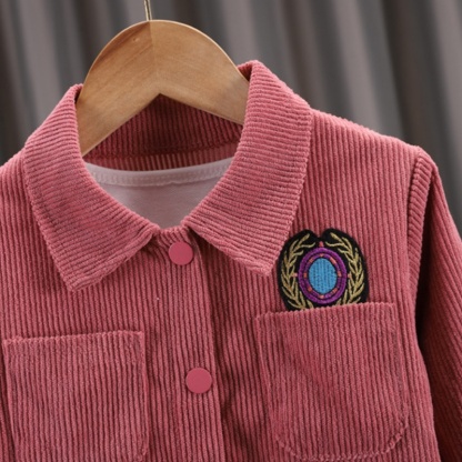2pcs Baby Boy/Girl Chest Badge Corduroy Set