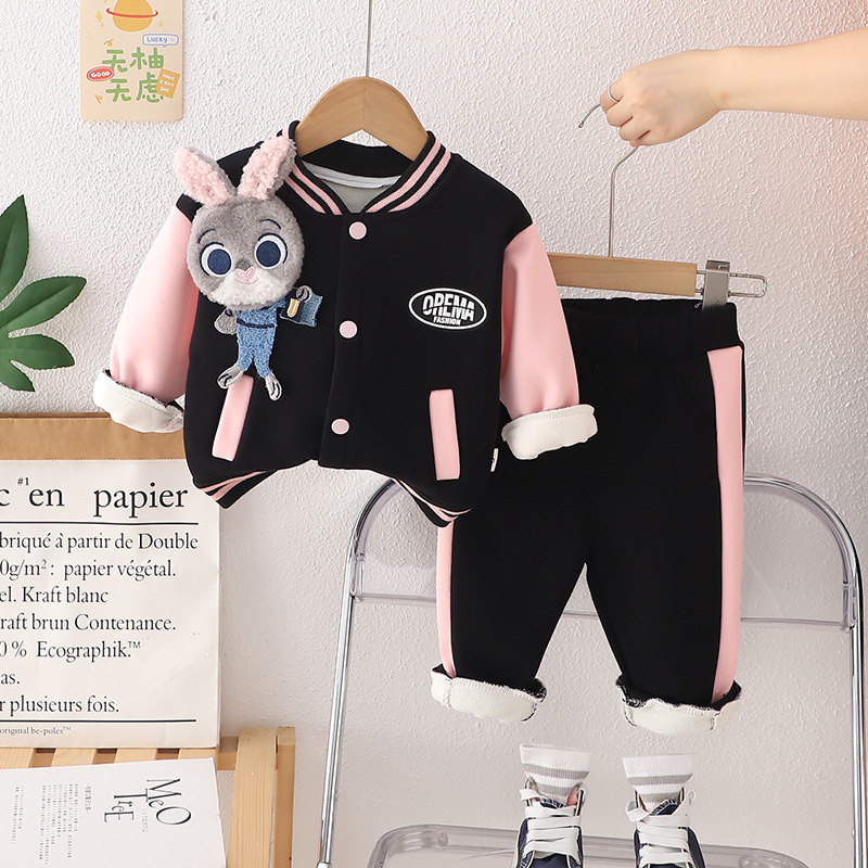 2pcs Baby Girl Cute Cartoon Baseball Suit Set