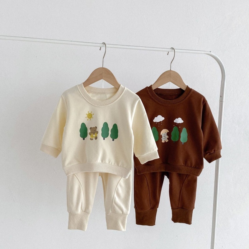 2pcs Baby Girl/Boy Great Bear Tree Sweatshirt Long Sleeve Set