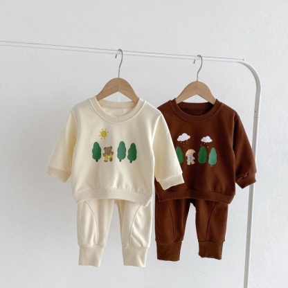2pcs Baby Girl/Boy Great Bear Tree Sweatshirt Long Sleeve Set