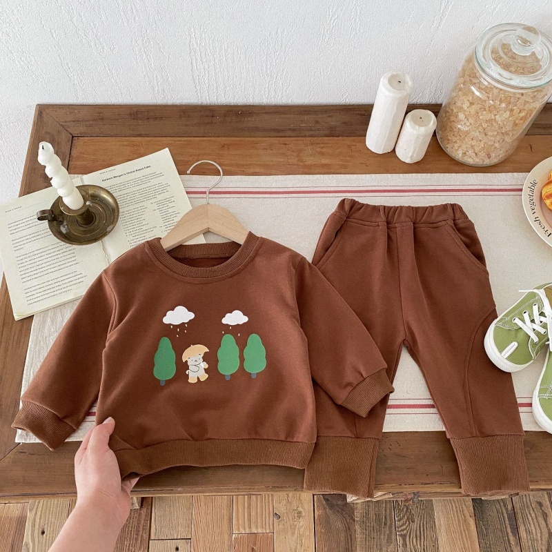 2pcs Baby Girl/Boy Great Bear Tree Sweatshirt Long Sleeve Set