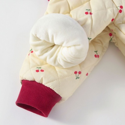 Baby Girl Cherry Clip Cotton Lapel Romper