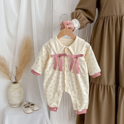 Baby Girl Full-printed Bow Long Sleeve Romper