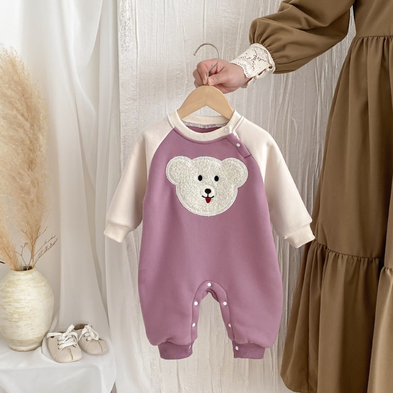 Baby Girl/Boy Colorblocking Bear Long Sleeve Romper