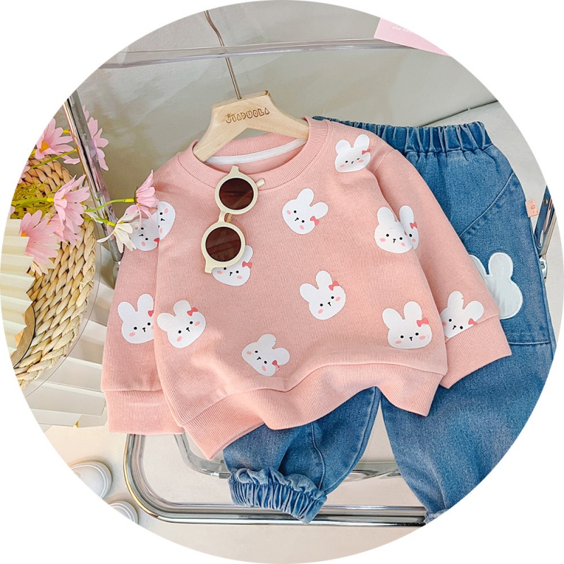 2pcs Baby Girl/Boy Full-print Bunny Long Sleeve Set