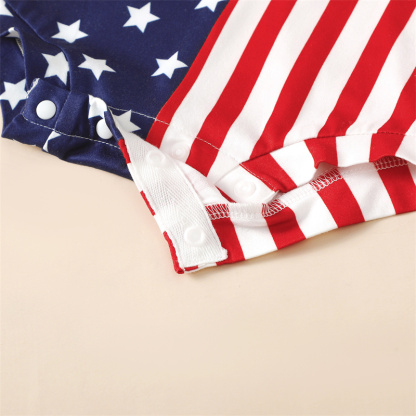 Baby Girl American Independence Day Fag Pattern Bodysuit