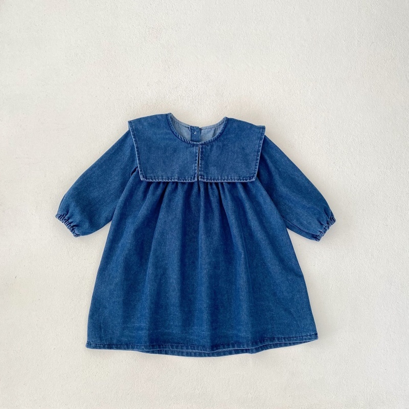 Baby Girl/Boy Denim Collar Long Sleeve Bodysuit+Dress