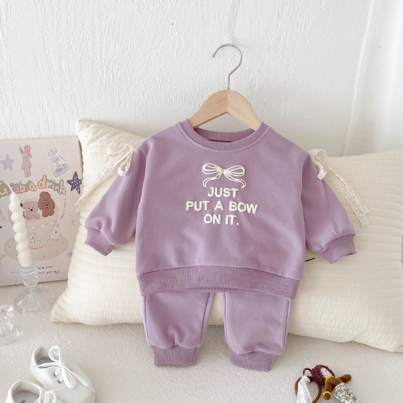 2pcs Baby Girl Fashion Letter Bowknot Casual Set