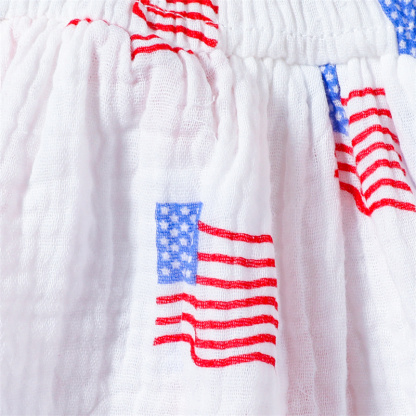 Baby Girl American Independence Day Manchurian Flag Sleeveless Bodysuit